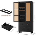 thumbnail image 2 of Homfa Bathroom Cabinet with Rattan Doors, Rattan Linen Storage Cabinet with 2 Drawers, Black, 2 of 7