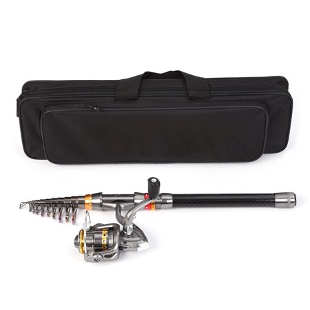 Solid Lixada Telescopic Fishing Rod And Reel Combo Full Kit Carbon Fiber Fishing Rod Pole + Fishing Reel + Fishing Tackle Carrier Bag Case Fishing Gear Set