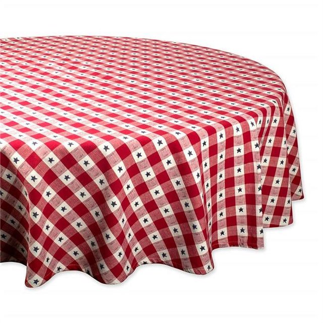 Design Imports CAMZ38791 Nappe Ronde à Carreaux Étoiles 70 Po