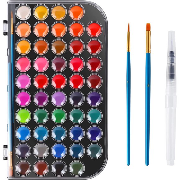GFDYREE Watercolor Paint Set, 48 Colors Non-toxic Watercolor Paint with a Brush Refillable a Water Brush Pen and Palette, Washable Water Color Paints Sets for Kids Adults Artists Children St