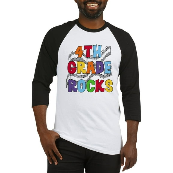 CafePress - Bright Colors 4Th Grade Baseball Jersey - Cotton Baseball Jersey, 3/4 Raglan Sleeve Shirt