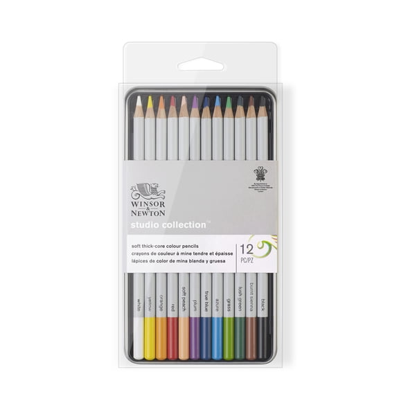 Winsor & Newton Studio Collection Colour Pencil Tin Set, 12-Colors
