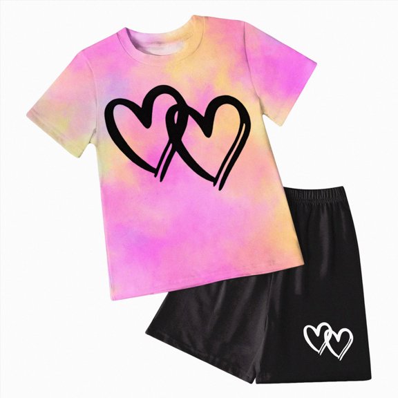 Little Girls Summer Clothes Set Teen Girls 3T 4T 5T 6T 7T 2-Piece Outfit Trendy Short Outfits for Teens Kaprioy