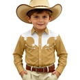 thumbnail image 3 of Toddler Tshirt Western Casual Long Sleeve Print Shirt Button Up Top Boys' Tops Yellow 12-13 Years, 3 of 5