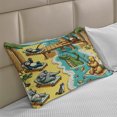 thumbnail image 2 of Ambesonne Funny Animals Knitted Quilt Pillowcover, Happy Leisure Day, 30"x20", Yellow Aqua Green, 2 of 2