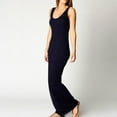 thumbnail image 3 of Robe Femme Couleur Unie Longue à Col Rond Robe d'Été Sans Manches Aguichant Ajustée Robe Maxi, Bleu Marine, TTG, 3 of 7