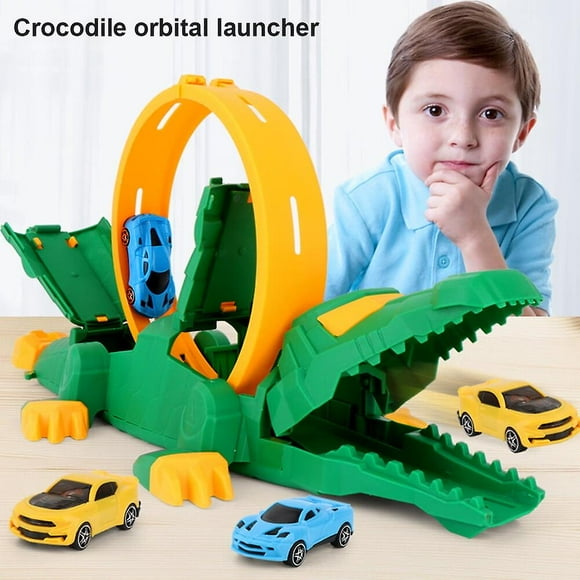 Crocodile Catapult Rail Cars Playset - Kids' Gift For Improving Hand-eye Coordination