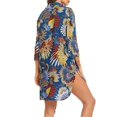 thumbnail image 4 of Beach Cover-Up V-Neck Shirt with Bikini-Friendly Design, Long Sleeve Swimwear Top in Quick-Dry Fabric for Poolside & Resort Wear,Navy XL, 4 of 5
