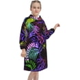 thumbnail image 2 of Cool Leaves Pattern Wearable Blanket Hoodie for Kids, Flannel Oversized Sweatshirt Blanket with Hood Pocket, 2 of 8