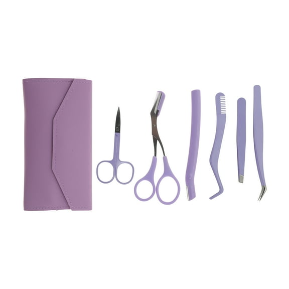 Unique Bargains 1 Set Durable Multifunctional Eyebrow Scissor Kit Purple