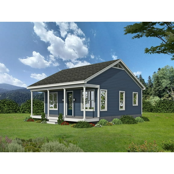 763-728: Traditional Country 1 Bed, 1 Bath Luxury Home Plan, 728 Sq Ft: Full Blueprints with License to Build by Home Plan Marketplace - Lesuto