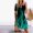 Green, variant on Women Casual Draw Back Printed Short Sleeves Cold Shoulder Dress