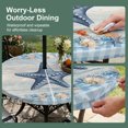 thumbnail image 5 of Round Outdoor Tablecloth with Umbrella Hole and Zipper, Blue Starfish Coastal Tablecloth with Elastic Waterproof, Summer Nautical Beach Coral Shell Vintage Patio Table Covers for 36" - 44" Tables, 5 of 9