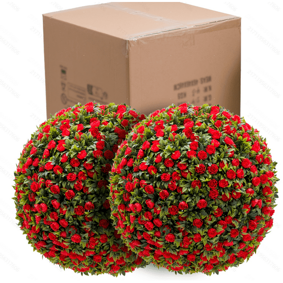 Danolapsi Artificial Topiary Flower Balls, 2 PCS Hanging Grass Ball for Home Wedding Decor