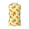 thumbnail image 6 of Lsque Light Yellow Plaid Sunflower Print Men's Cotton Blend Sleeveless Muscle Shirts (S-3XL)- Moisture Wicking, Odor Protection, UPF 30+,Large, 6 of 8