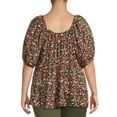 thumbnail image 5 of Terra & Sky Women's Plus Size Puff Sleeve Square Neck Babydoll Top, 5 of 5