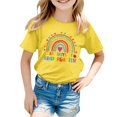 thumbnail image 4 of MIXUE Juniors Girls Tops & T-Shirts 100 Days Of School Letter Print Round Neck Short Sleeve Casual Pullover T Shirts Activewear,Yellow,12-13 Years, 4 of 4