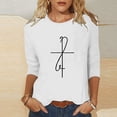 thumbnail image 1 of TaTaai Spring Top for Women Easter Cross Print 3/4 Sleeve Round Neck Casual Loose Fit T Shirt Fashion Blouse Soft Lightweight for Summer Daily Outing Gift, 1 of 6