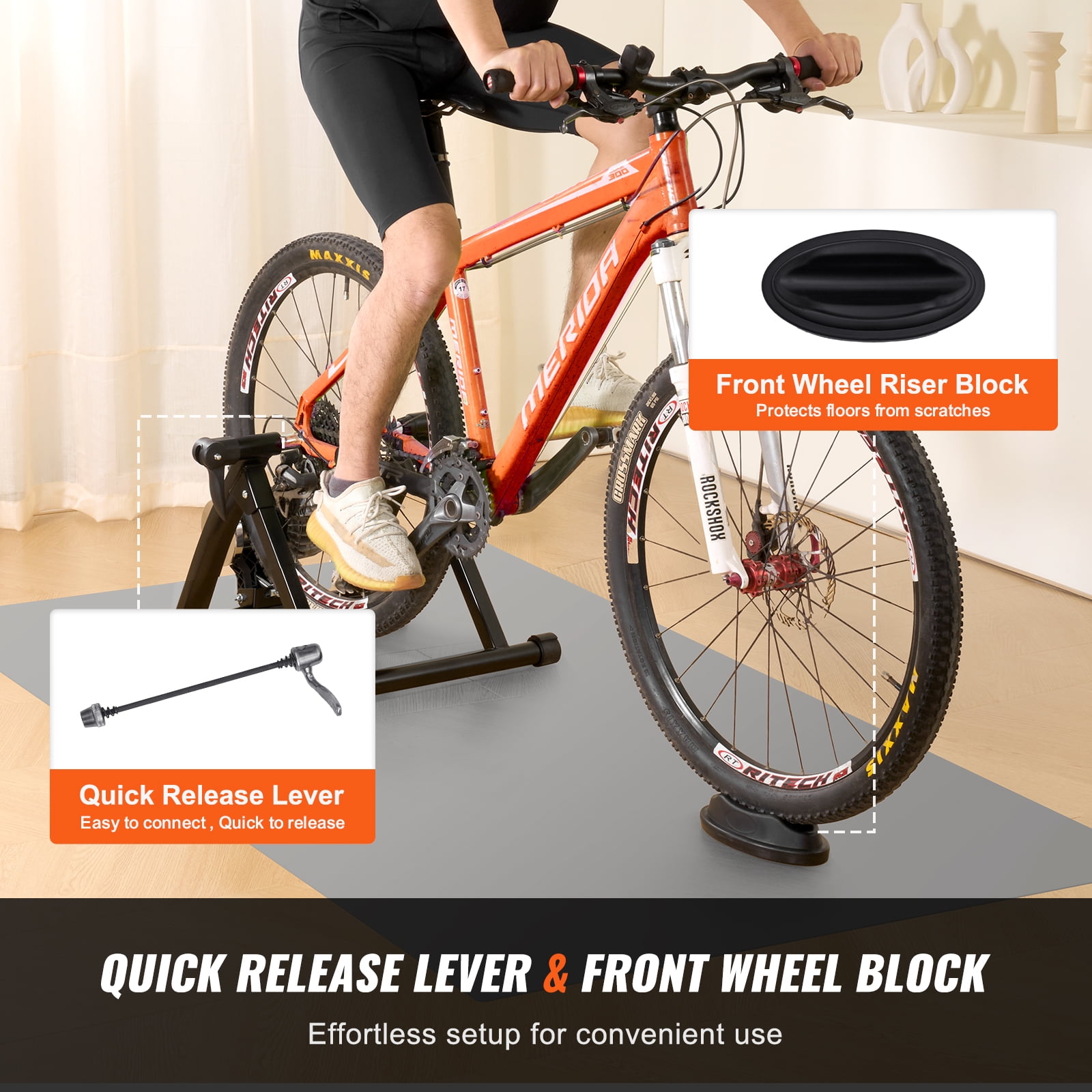 VEVOR Bike Trainer Stand Fluid Stationary Bike Stand for 26 29 Wheels Noise Reduction Fluid Flywheel Portable Cycling Stand for Indoor Riding Exercise with Quick Release Lever Front Wheel Rise Walmar...