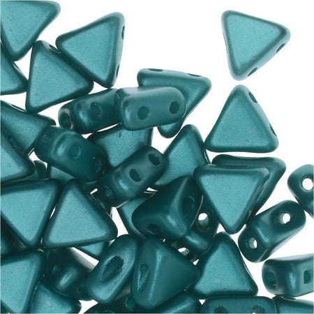 Pastel Classics Emerald Bay - Pastel Emerald 9 Gram Kheops Par Puca 6mm 2 Hole Triangle Czech Glass, Loose Beads,