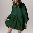thumbnail image 2 of Odeerbi 5-14 Años Niñas Sudadera Plisada Vestido Color Sólido Manga Larga Niños Cuello Redondo Mini Vestido, 2 of 8