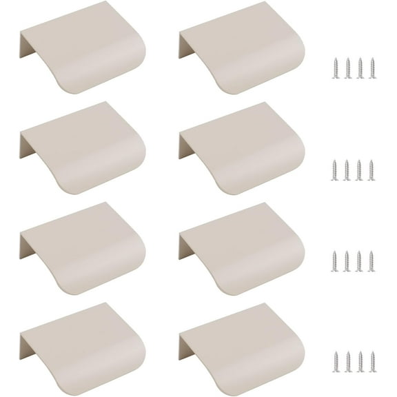 Finger Edge Pull, 8pcs Concealed Handle Modern Style Drawer Handle, Aluminum Alloy Invisible Handle Wardrobe Handle for Cabinet Hardware Drawer, 50mm/Cashmere Grey