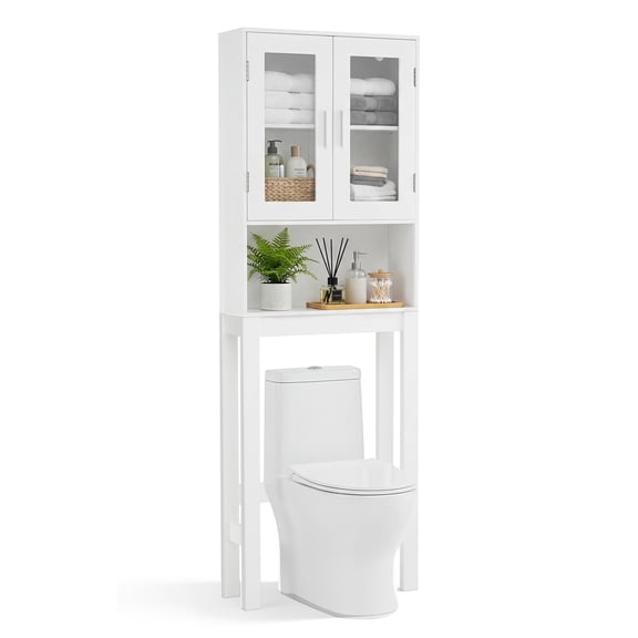 Costway Wooden Over The Toilet Storage Cabinet Spacesaver Organizer Bathroom Tower Rack