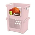 thumbnail image 6 of Your Zone Kids Open Front Stacking Toy Storage Bin with Handles, Pink, 6 of 6