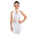 thumbnail image 1 of Jizyo Robe de Danse Latine à Paillettes pour Adolescentes Rumba Samba Tenue de Danse Justaucorps à Franges de Ballroom Justaucorps à Pampilles Jupe Tutu Blanc 16, 1 of 6