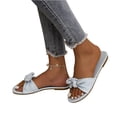 thumbnail image 6 of IEMIEMIEM Women's Sandals Bow Flat Dressy Cute 2026 Summer Beach Sandals for Women Square Open Toe Comfortable Slip On Slide Sandals Bride Wedding Bridal Dress Shoes Slippers Blue 5.5 Wide, 6 of 6
