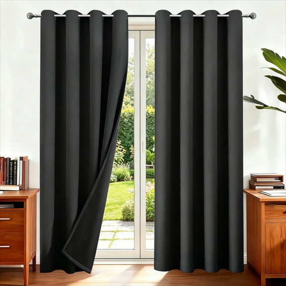 Blackout Curtains Eyelet 100% Light Blocking Thermal Insulated Curtains for Bedroom Living Room Darkening Drapes Door Curtains