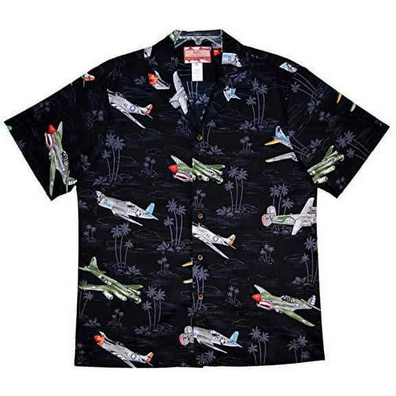 RJC Men's USA Island Airplane Shirt, Black, L