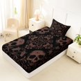 thumbnail image 4 of Castle Fairy Gothic Skull Twin Sheets 3pcs,Floral Damask Bedding,Black Taupe,1 Fitted Sheet,1 Flat Sheet and 1 Pillowcase, 4 of 6