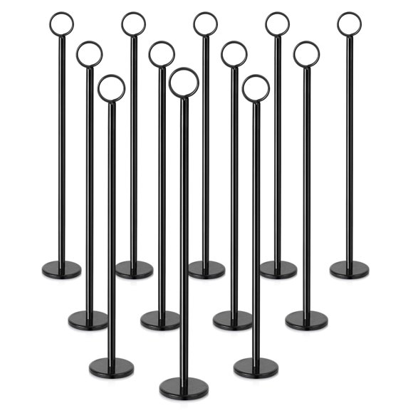 New Star Foodservice 27723 Ring-Clip Table Number Holder/Number Stand/Place Card Holder, 15-Inch, Set of 12, Black Finish