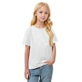 thumbnail image 3 of CCRFTGI Shirts for Teens Girl Trendy Short Sleeve Bowknot Print Tops Fall Crewneck T Shirts Comfort Loose Comfy Solid Girls Fashion Shirts White 13-14Y, 3 of 5
