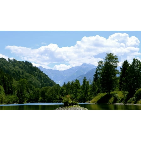 - Peel-n-Stick Poster of Lake Pond Forest Glade Forest Auwaldsee Mountains Poster 24x16 Adhesive Sticker Poster Print