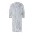 thumbnail image 3 of QHFBli Men's Fuzzy Bath Robe, Plush Long Zip Front Flannel Bathrobe Loungewear Soft Warm Cozy Spa Shower Robe for Winter, 3 of 5