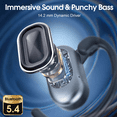 thumbnail image 3 of Open Ear Earbuds, Bluetooth 5.4 Headphones, Wireless Earbuds with Ear Hooks,70H HiFi Stereo Open Ear Headphones with Mic, IP7 Waterproof Lightweight Air Conduction Headphones for Workouts and Running, 3 of 10