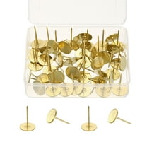 50Pcs Thumb Tacks, 3/4"x1-3/16" Flat Head Upholstery Push Pins, Gold