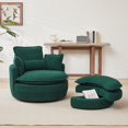 thumbnail image 2 of Dinosisco 38"W Oversized Swivel Accent Barrel Chair with Storage Ottoman, Green Corduroy, 2 of 8