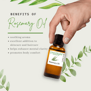 زيت روزماري الأساسي - 1 / 2 fl oz (15 ml) زجاجة زجاجية مع قطارة اليورو - 100٪ زيت أساسي نقي من GreenHealth
