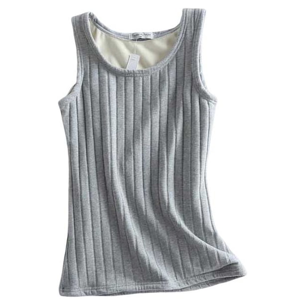 Minnieouse Ropa interior gruesa, lencería para niñas, sin mangas, chaleco cálido con fondo, cuello para mujeres, diseño Simple, capa base Prendas para la parte del cuerpo Gris Minnieouse AP013488-02
