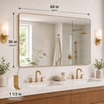 thumbnail image 2 of Niveal 60"x36 Wall Mirror Rounded Corners Hanging Vanity Mirror Gold Modern Rectangular Aluminum Framed Mirror, 2 of 12