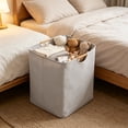 thumbnail image 5 of Large Capacity Linen Laundry Hamper with Wooden Handles Foldable Waterproof Storage Basket for Clothes Blankets, 5 of 6