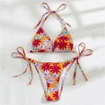 thumbnail image 3 of Aayomet Bathing Suit for Women 2 Piece Bikini Floral Print String Triangle Bikini Sets (Orange, S), 3 of 5