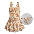 thumbnail image 6 of COEQINE Girls One Piece Bathing Suit with Skirt Bottom, Scoop Neck Tankini Style Pretty Swim Dress Beach Swimwear for Girls 6-7 Years, Machine Washable, Capybara Orange, 6 of 8