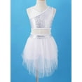thumbnail image 2 of inhzoy Kids Girls 2PCs Ballet Dance Outfits Sequins Camisole Crop Top with Mesh Skirted Leotard A White 10, 2 of 9
