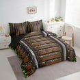thumbnail image 3 of Erosebridal Brown Railway Track Bedding Sets Full Size,Rustic Farmhouse Cabin Comforter Sets with Sheets,Retro Train Bed in a Bag Full Size,Lightweight Bedroom Decorative Reversible,7-Piece, 3 of 7