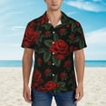 thumbnail image 4 of Balery Roses Print Men's Hawaiian Shirts Short Sleeve Beach Shirt Relaxed Fit Vacation Button Down Shirts-Small, 4 of 9