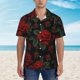 thumbnail image 2 of Balery Roses Camisas hawaianas de manga corta para hombre, camisas playeras de corte holgado, camisas de vacaciones con botones,Large, 2 of 7